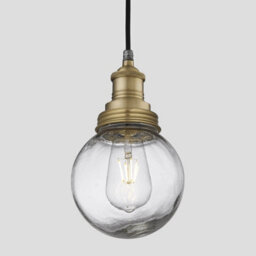 Industville Brooklyn Outdoor & Bathroom Pendant, Brass Holder, Brass Ring, Globe Glass - thumbnail 1