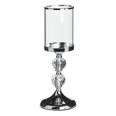 Beliani Candle Holder Cotui Glass 36 Cm Silver - image 1