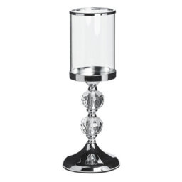 Beliani Candle Holder Cotui Glass 36 Cm Silver