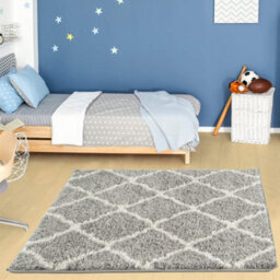 The Rugs Moroccan Shaggy Rugs And Runners Soft  High Pile Grey And Ivory Living Room Kitchen Hallway 710 - thumbnail 5