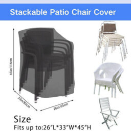 Garden Chair Cover For Stackable Chairs, Waterproof, Uv-Resistant, Outdoor In 210D Oxford Fabric, 114 X 85 65 Cm, Black - thumbnail 2
