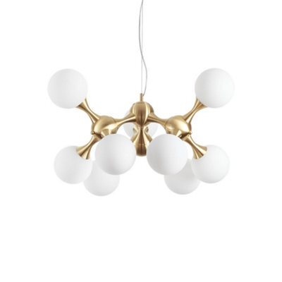 Ideal Lux Nodi Indoor Mutli Arm Ceiling Pendant Lamp 9 Lights Brass Satin, E14