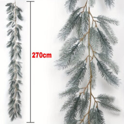 Amorly 270Cm Artificial Christmas Garland, Snow Flocked Pine With Berries & Baubles, Winter Festive Decor For Fireplace, Stair Railings - thumbnail 5