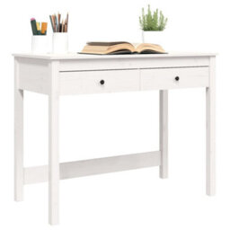 Vidaxl Desk With Drawers White 100X50X78 Cm Solid Wood Pine Desks - thumbnail 4