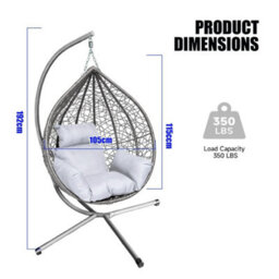 Garden Hanging Egg Chair With Stand Rattan Swing Seat Garden Balcony Heavy Duty - thumbnail 2