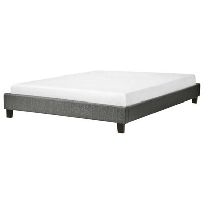 Beliani Bed Without Headboard Fabric Roanne 160 X 200 Cm (Eu King Size) Grey - image 1