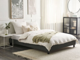 Beliani Bed Without Headboard Fabric Roanne 160 X 200 Cm (Eu King Size) Grey - thumbnail 2