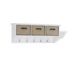 Statement Furniture Tetbury Hallway Hanging Shelf With Storage Baskets - White - thumbnail 3