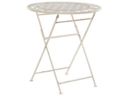 Beliani Astra Living Beige Metal Round Bistro Table - Shabby Chic Provencal Outdoor Table, 70Cm. - thumbnail 2