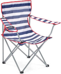 Storm Trading Group 2 X Red & Blue Striped Foldable Outdoor Garden Camping Chairs With Cup Holder & Arm Rest - thumbnail 2