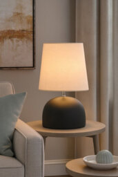 Lighting Collection Large Black Ceramic Table Lamp - thumbnail 1