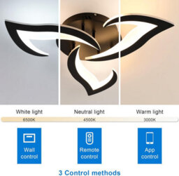 Pheashine Black Swallowtail Led Ceiling Lamp, 35W 3-Light Dimmable With Remote Control, 220V - thumbnail 3