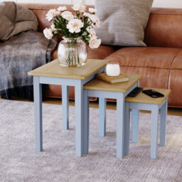 Lassic Vida Designs Yorkshire Nest Of 3 Tables, Oak & Grey - thumbnail 2
