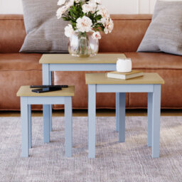Lassic Vida Designs Yorkshire Nest Of 3 Tables, Oak & Grey - thumbnail 3