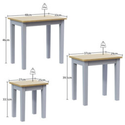 Lassic Vida Designs Yorkshire Nest Of 3 Tables, Oak & Grey - thumbnail 7
