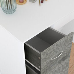 Urbn-Living Urbnliving Height 79.5Cm 3 Drawer Wooden Bedroom Dressing Computer Work Table Desk White Carcass And Ash Grey Drawers Jewellery - thumbnail 4