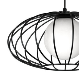 Milagro Kronos Pendant Lamp 1Xe14 Industrial Chic With The Flattened Cage Surrounding The Elegant Glass Shade - thumbnail 2