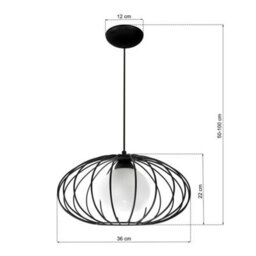 Milagro Kronos Pendant Lamp 1Xe14 Industrial Chic With The Flattened Cage Surrounding The Elegant Glass Shade - thumbnail 3