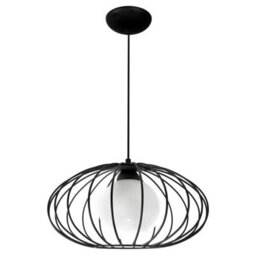 Milagro Kronos Pendant Lamp 1Xe14 Industrial Chic With The Flattened Cage Surrounding The Elegant Glass Shade - thumbnail 7