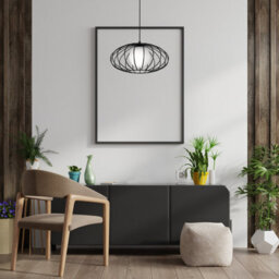 Milagro Kronos Pendant Lamp 1Xe14 Industrial Chic With The Flattened Cage Surrounding The Elegant Glass Shade - thumbnail 1