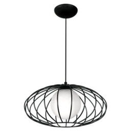 Milagro Kronos Pendant Lamp 1Xe14 Industrial Chic With The Flattened Cage Surrounding The Elegant Glass Shade - thumbnail 4