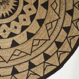 Homescapes Natural & Black Mandala Braided Jute Rug, 200 Cm Round - thumbnail 3