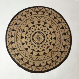 Homescapes Natural & Black Mandala Braided Jute Rug, 200 Cm Round - thumbnail 2