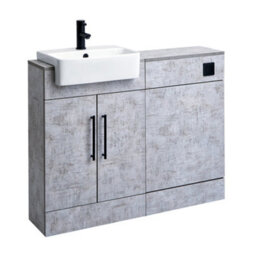 Homestylestore 1050mm Concrete Grey Bathroom Combination Vanity Wc Unit With Toilet Pan And Black T Bar Handle - thumbnail 2