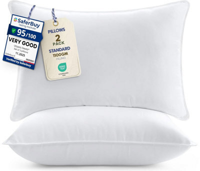 Utopia Bedding Pillows 2 Pack, (Uk Standard, White) Hotel Quality Bed Pillow For Back, Stomach Or Side Sleepers