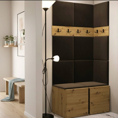 Orion I Hallway Set Artisan Oak Shoe Cabinet Hangers Brown Panels - image 1