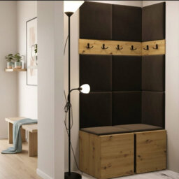 Orion I Hallway Set Artisan Oak Shoe Cabinet Hangers Brown Panels