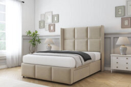 "Sloomy Beaumont Almond Coniston Divan Bed With Mattress No Drawers With 54"" Wingback & 12"" Footboard 4' Small Double" - thumbnail 2