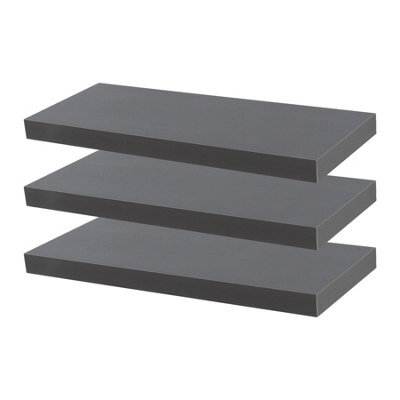 Harbour Housewares 60Cm Floating Wall Shelves- Grey - Photo Gallery Bookshelf Wall Shelves For Storage & Display - Set Of 6 - image 1