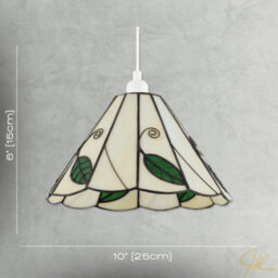 Happy Homewares Chic Floral Tiffany Glass Pendant Light Shade With Ornate Green Leaves - thumbnail 7