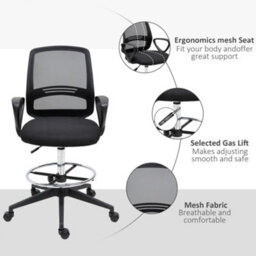 Vinsetto Draughtsman Chair Tall Office Chair With Adjustable Height - thumbnail 8