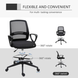 Vinsetto Draughtsman Chair Tall Office Chair With Adjustable Height - thumbnail 7