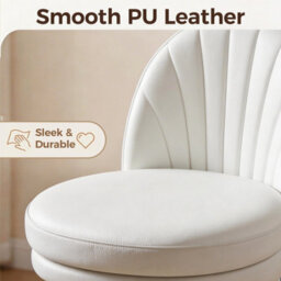 Luckracer Office Desk Chair Makeup Vanity Chair Swivel Height Adjustable Bedroom Dressing Table Chairs White Pu - thumbnail 7