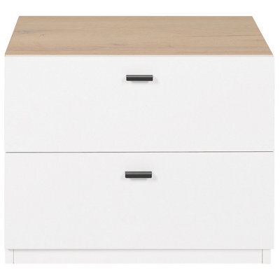 Wyld And Coco Nordicnest Bedside Table White Light Wood Mdf, 2 Deep Drawers, Matt Finish - image 1