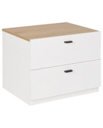Wyld And Coco Nordicnest Bedside Table White Light Wood Mdf, 2 Deep Drawers, Matt Finish - thumbnail 3