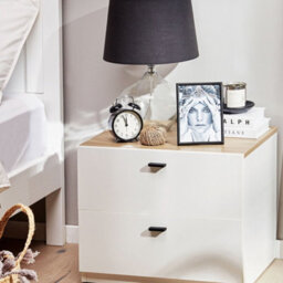 Wyld And Coco Nordicnest Bedside Table White Light Wood Mdf, 2 Deep Drawers, Matt Finish - thumbnail 2