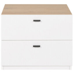 Wyld And Coco Nordicnest Bedside Table White Light Wood Mdf, 2 Deep Drawers, Matt Finish - thumbnail 1