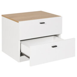 Wyld And Coco Nordicnest Bedside Table White Light Wood Mdf, 2 Deep Drawers, Matt Finish - thumbnail 4