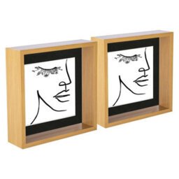 "Nicola Spring 8 X 8"" Deep Photo Frames - Light Wood/black Mount - 3D Deep Box Picture Frame Display Case (6 X 6"" Mount) X2" - thumbnail 1