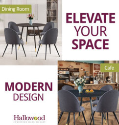Hallowood Furniture Finley Small Round Dining Table In Black Finish With 4 Curved Back Grey Fabric Chairs - thumbnail 6