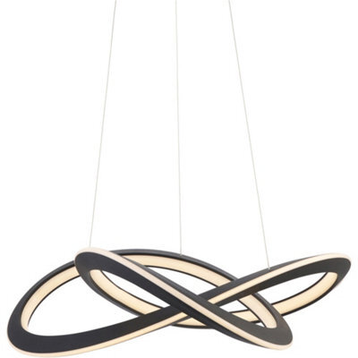 Loops Hanging Ceiling Pendant Light - Textured Black & White Silicone - 51W Led (Smd 2835) Warm White - image 1