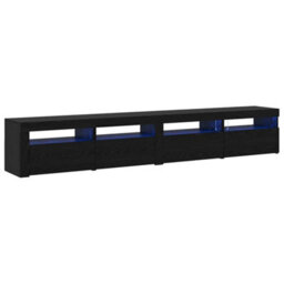 Berkfield Durable 3 Piece Tv Cabinet Set With Led Lights Black Oak Engineered Wood - thumbnail 1