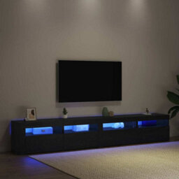 Berkfield Durable 3 Piece Tv Cabinet Set With Led Lights Black Oak Engineered Wood - thumbnail 5