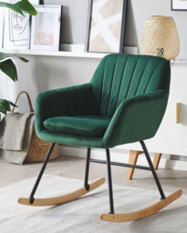 Beliani Rocking Chair Liarum Velvet Emerald Green - thumbnail 2