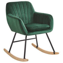 Beliani Rocking Chair Liarum Velvet Emerald Green - thumbnail 1