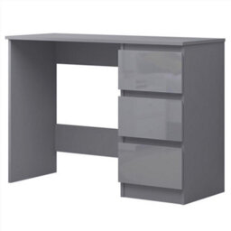 Fwstyle Grey Gloss Dressing Table 3 Drawer Desk - thumbnail 3
